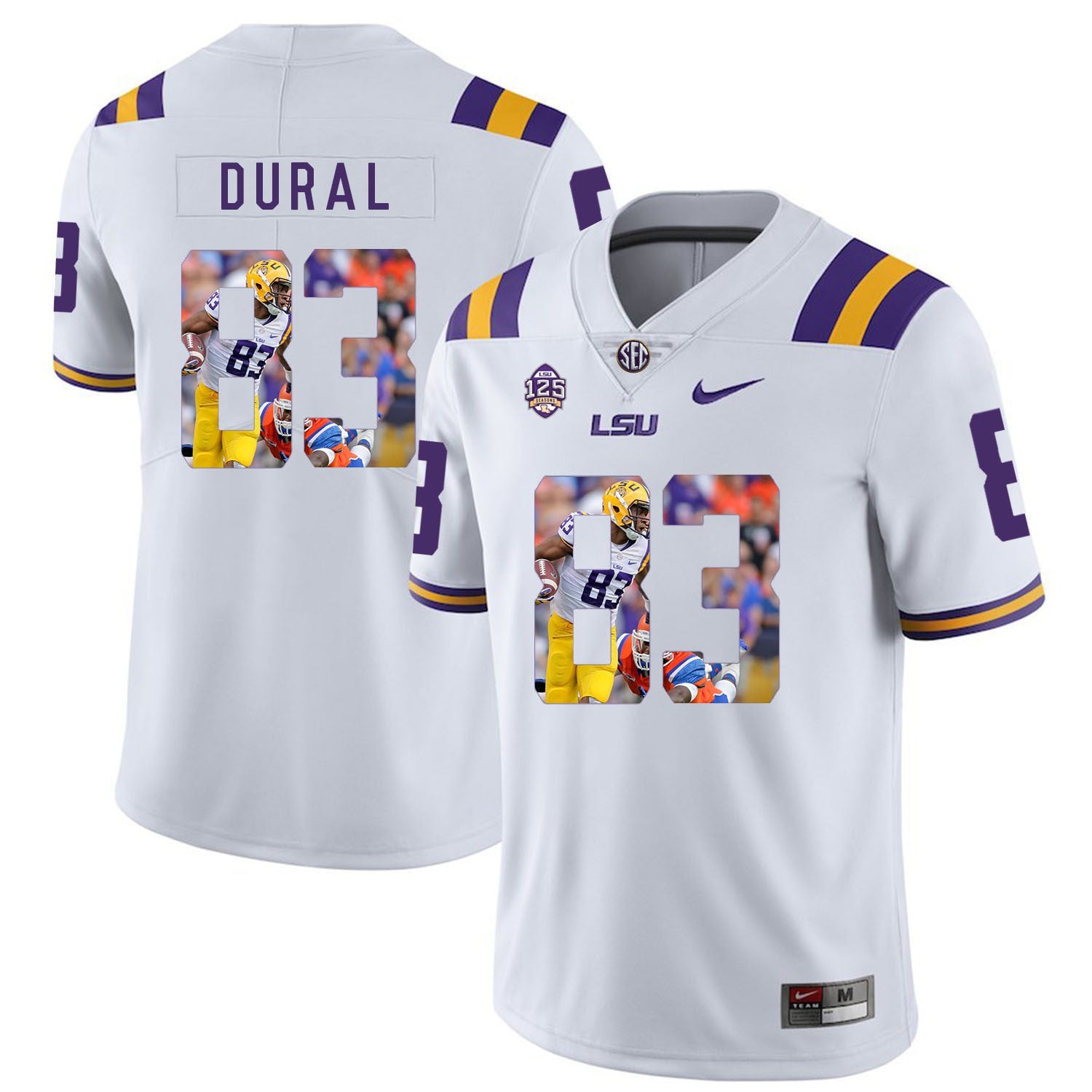 Travin Dural 83 White .1jpg College Football Jersey football jersey product view 1