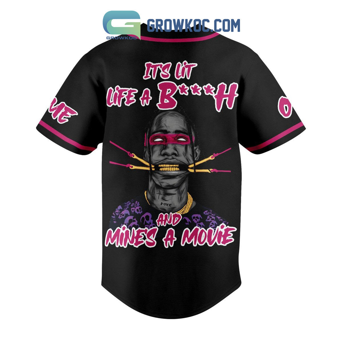 Travis Scott Astro World Its Lit Life A Btch And Mine_s A Movies Custom Baseball Jersey baseball jersey product view 3
