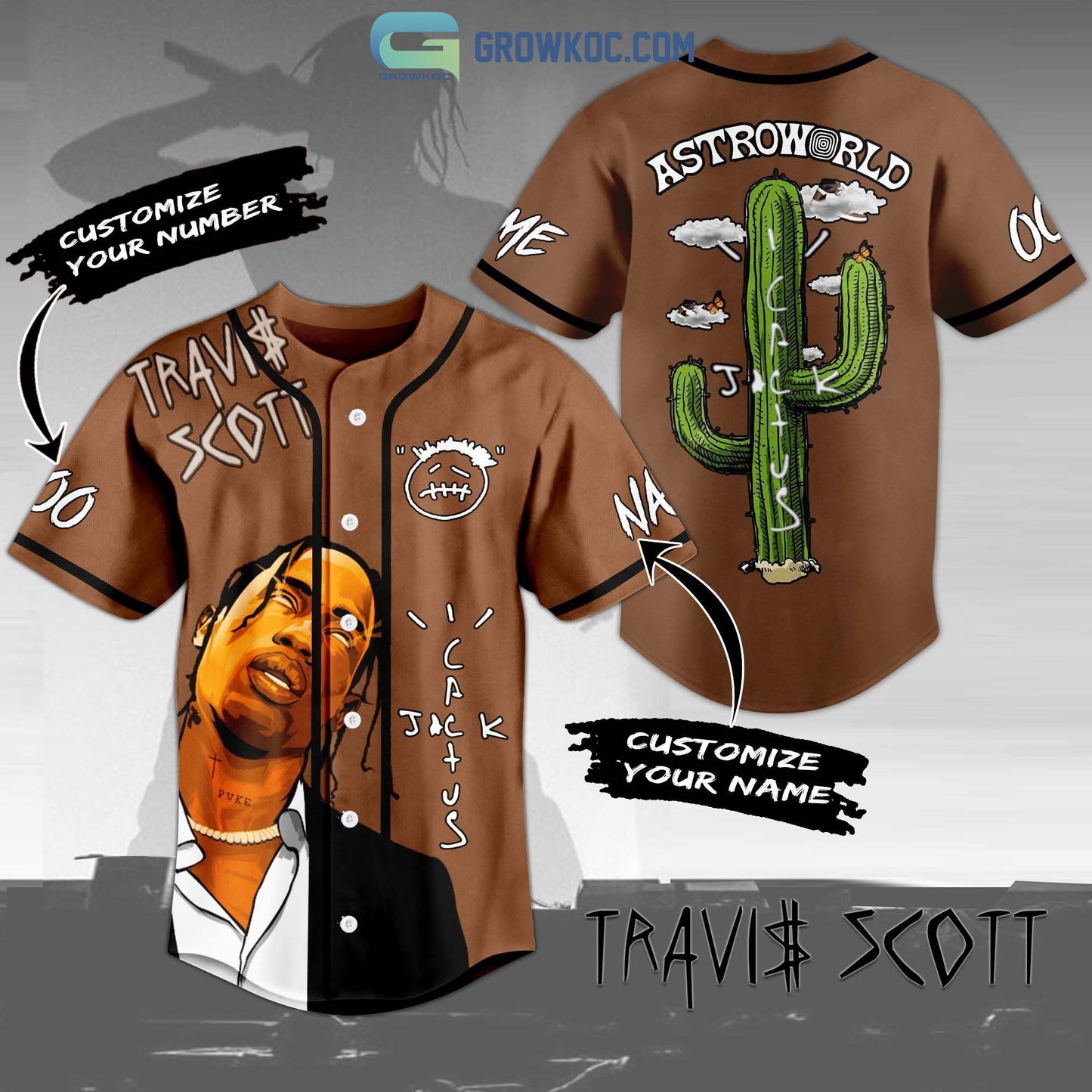 Travis Scott Astroworld Cactus Personalized Baseball Jersey baseball jersey product view 1