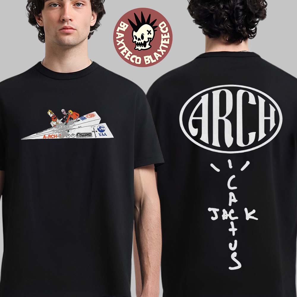 Travis Scott Cactus Jack X Virgil Abloh Arch Paper Plane Two Sided T-Shirt Unisex T-shirt, Sweatshirt, Hoodie, Long Sleeve Tee - T-Shirt, Sweatshirt, Hoodie