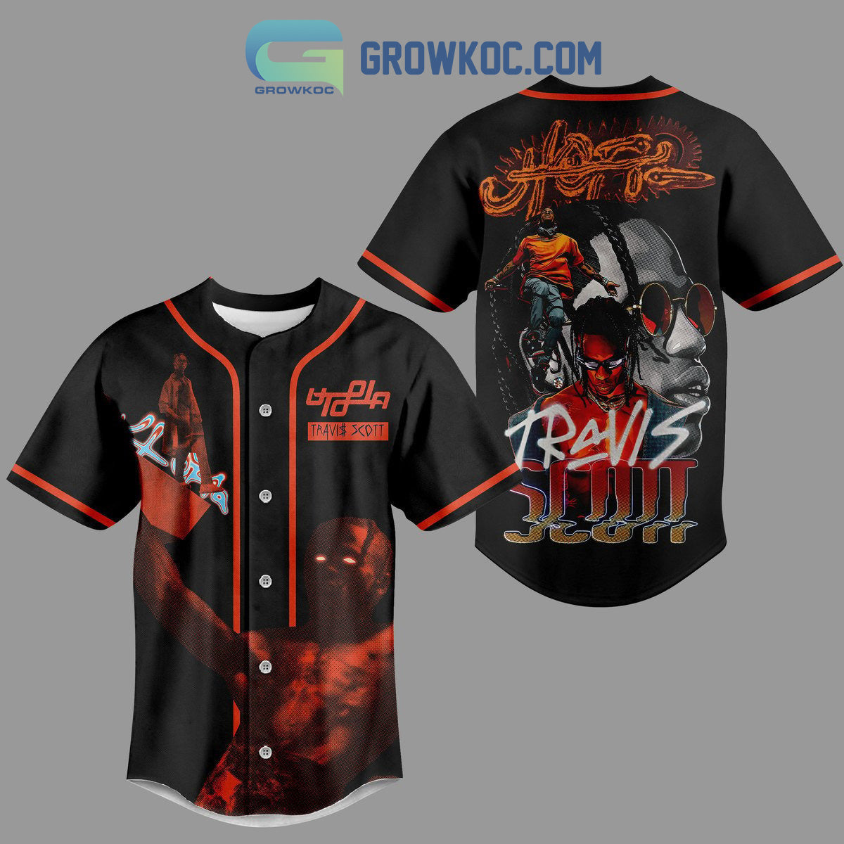 Travis Scott Custom Art Baseball Jersey baseball jersey product view 1
