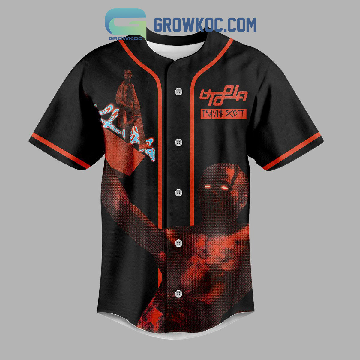 Travis Scott Custom Art Baseball Jersey baseball jersey product view 2