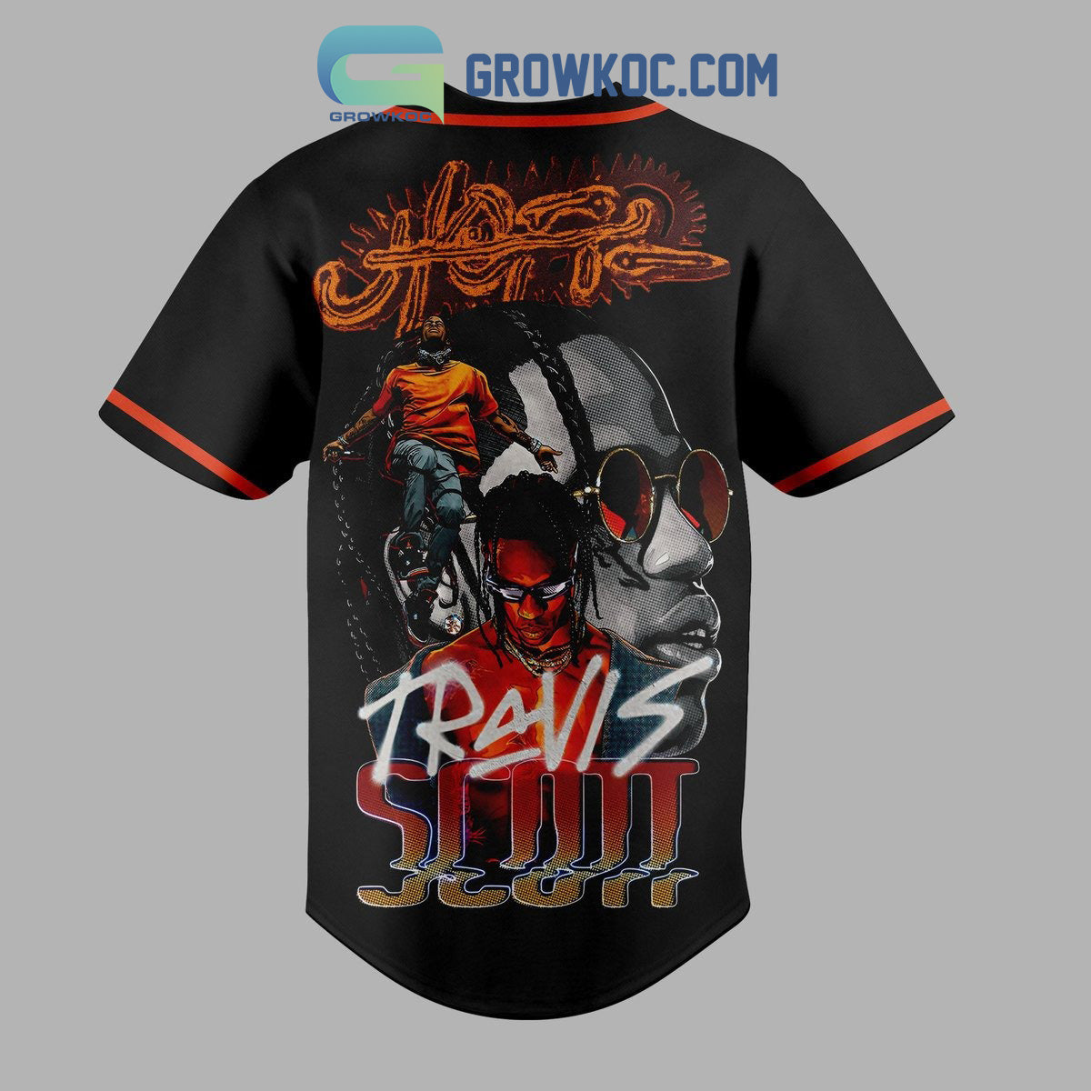Travis Scott Custom Art Baseball Jersey baseball jersey product view 3