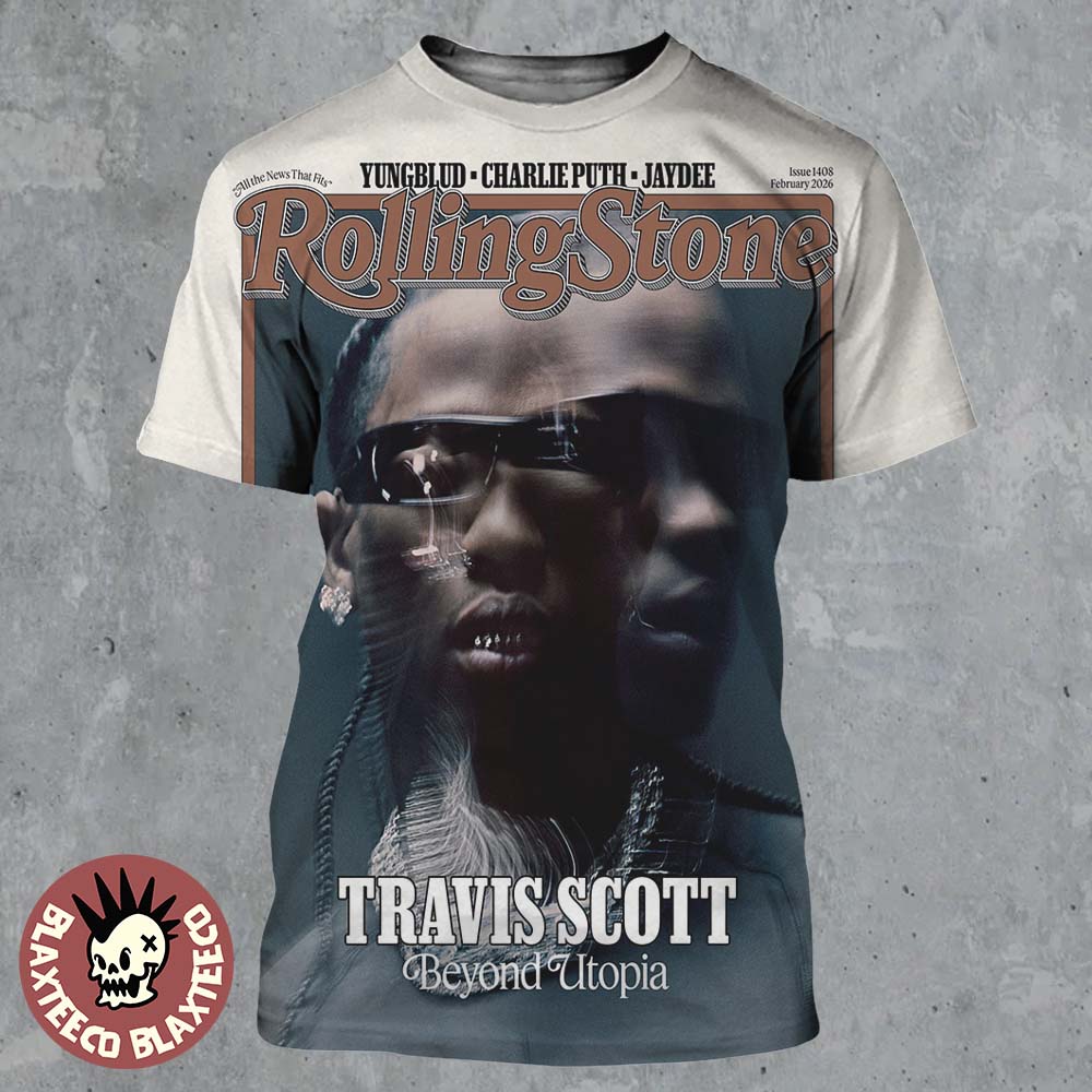 Travis Scott Graces The Cover Of Rolling Stone Magazine Beyond Utopia Issue 1408 February 2026 All Over Print Shirt - T-Shirt, Sweatshirt, Hoodie