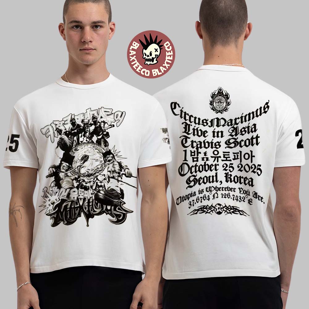 Travis Scott Live In Asia In Seoul Korea On October 25 2025 Circus Maximus Tour 2025 Merch T-Shirt - T-Shirt, Sweatshirt, Hoodie