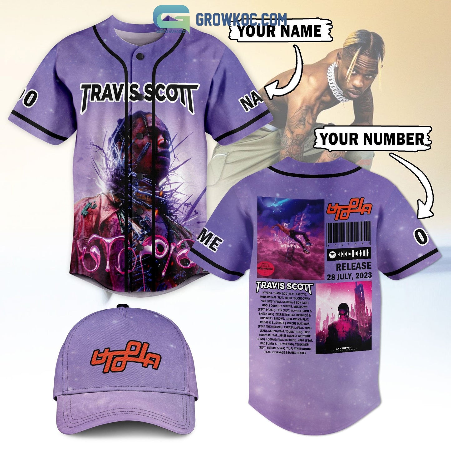 Travis Scott Release 28 July 2023 Personalized Baseball Jersey baseball jersey product view 1