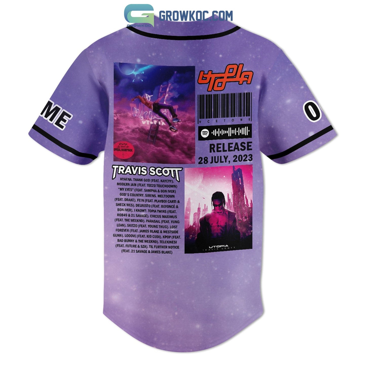 Travis Scott Release 28 July 2023 Personalized Baseball Jersey baseball jersey product view 3