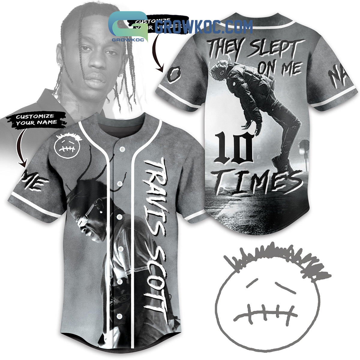 Travis Scott Sleep On Me 10 Times Love Personalized Baseball Jersey baseball jersey product view 1