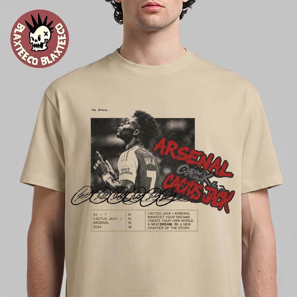 Travis Scott X Arsenal Cactus Jack Bukayo Saka Graphic T-Shirt Unisex T-shirt, Sweatshirt, Hoodie, Long Sleeve Tee - T-Shirt, Sweatshirt, Hoodie