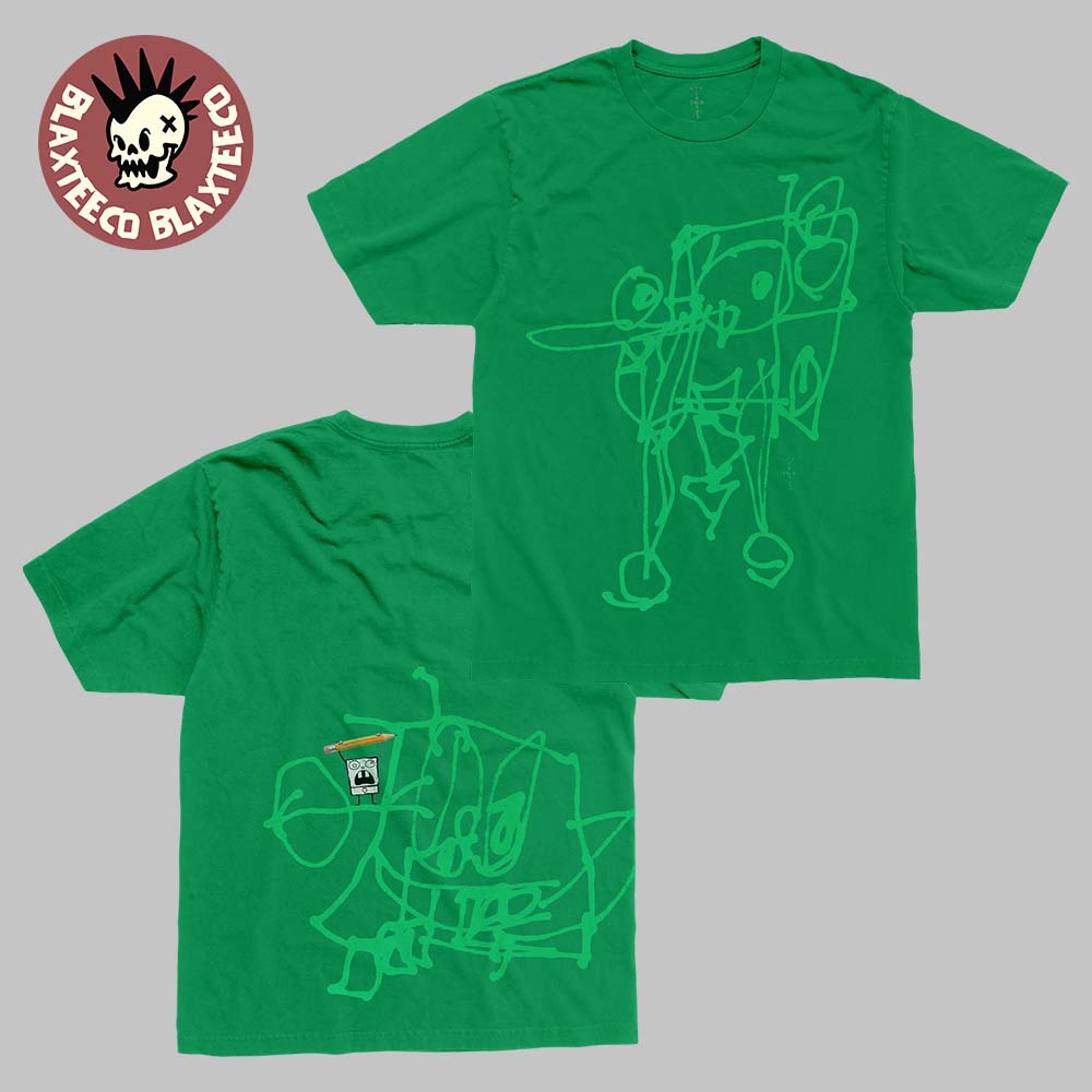 Travis Scott X Spongebob Collection Doodlebob Green T-Shirt Unisex T-shirt, Sweatshirt, Hoodie, Long Sleeve Tee - T-Shirt, Sweatshirt, Hoodie