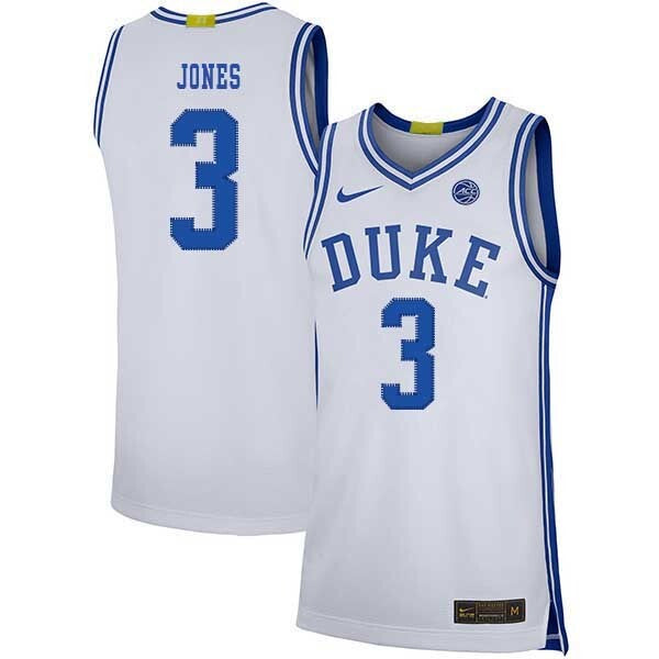 Tre Jones 3 White College Football Jersey football jersey product view 1