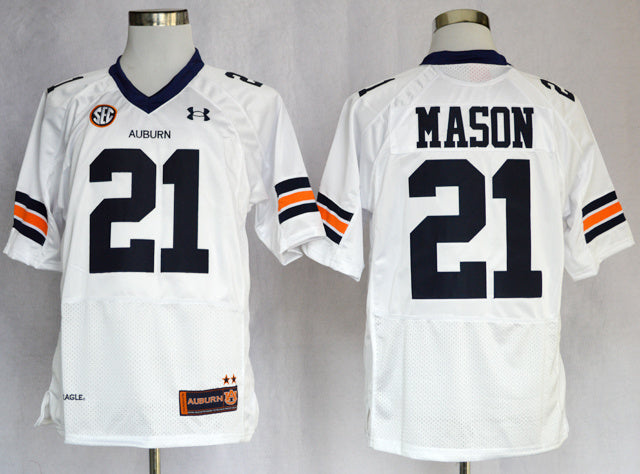 Tre Mason 21 White College Football Jersey football jersey product view 1