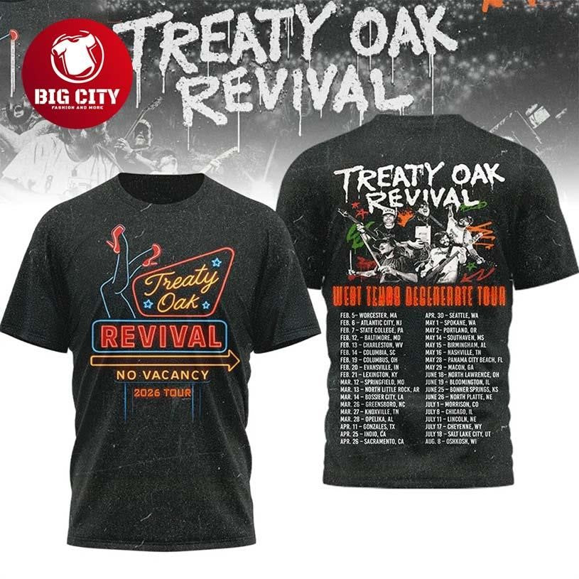 Treaty Oak Revival 2026 West Texas Degenerate Tour Two Sided Shirt Unisex T-shirt, Sweatshirt, Hoodie, Long Sleeve Tee - T-Shirt, Sweatshirt, Hoodie