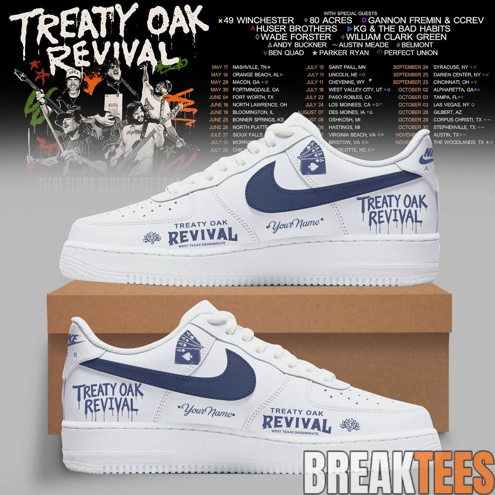 Treaty Oak Revival West Texas Degenerate Tour 2026 Custom AF1 Shoes Unisex T-shirt, Sweatshirt, Hoodie, Long Sleeve Tee - T-Shirt, Sweatshirt, Hoodie