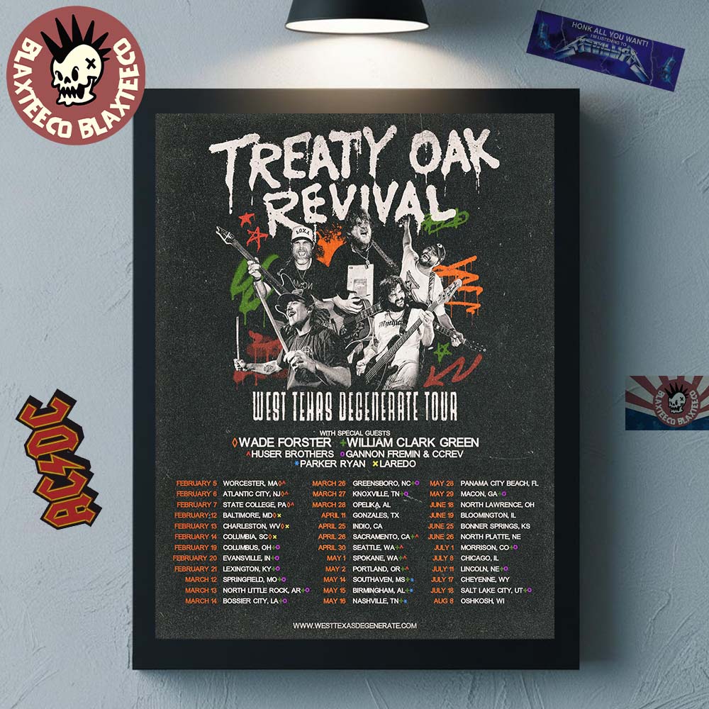 Treaty Oak Revival West Texas Degenerate Tour 2026 North American City Dates Home Decor Poster Canvas - T-Shirt, Sweatshirt, Hoodie