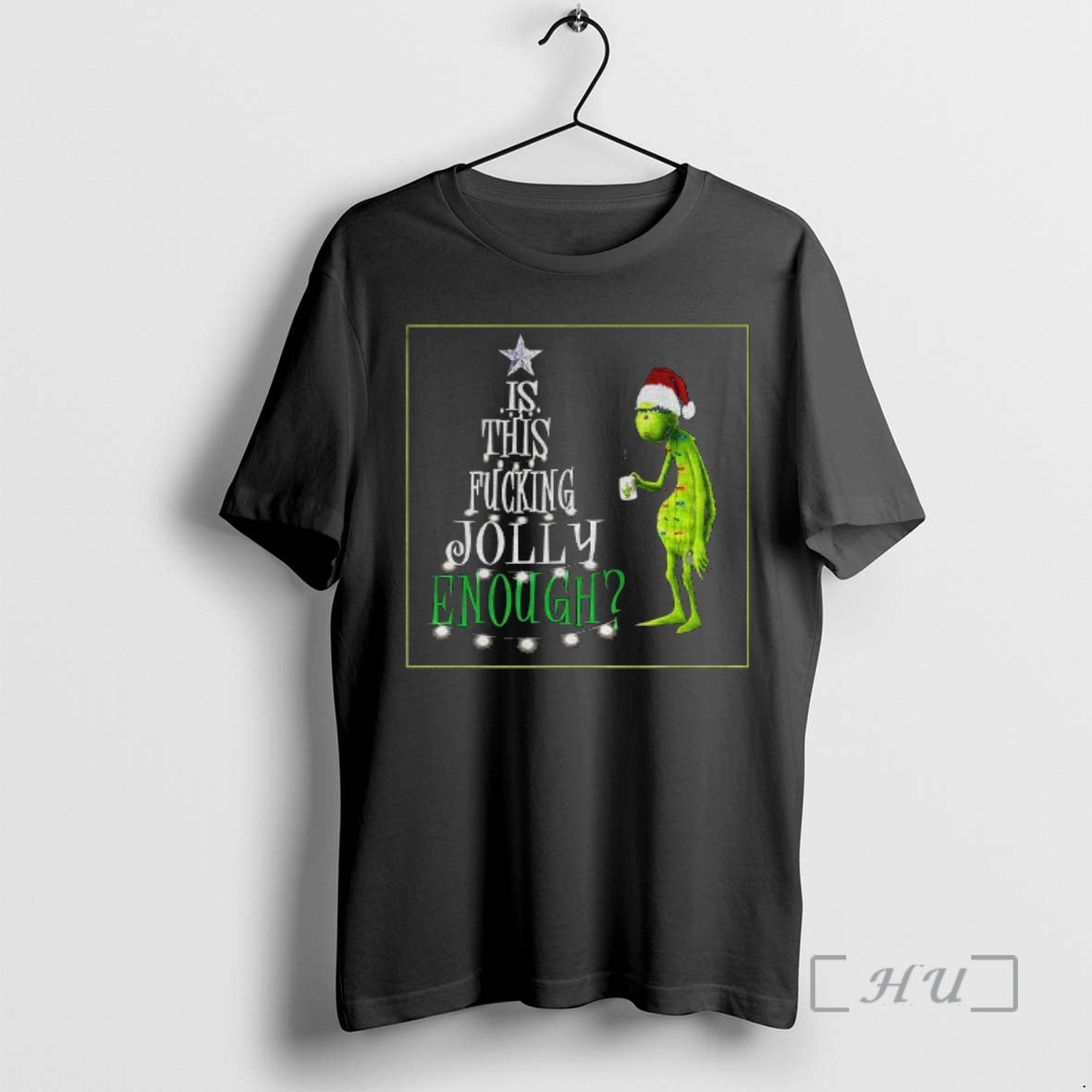 Trending Grinch Santa Hat Is This Fucking Jolly Enough Merry Christmas Premium T Shirts Sweater - T-Shirt, Sweatshirt, Hoodie