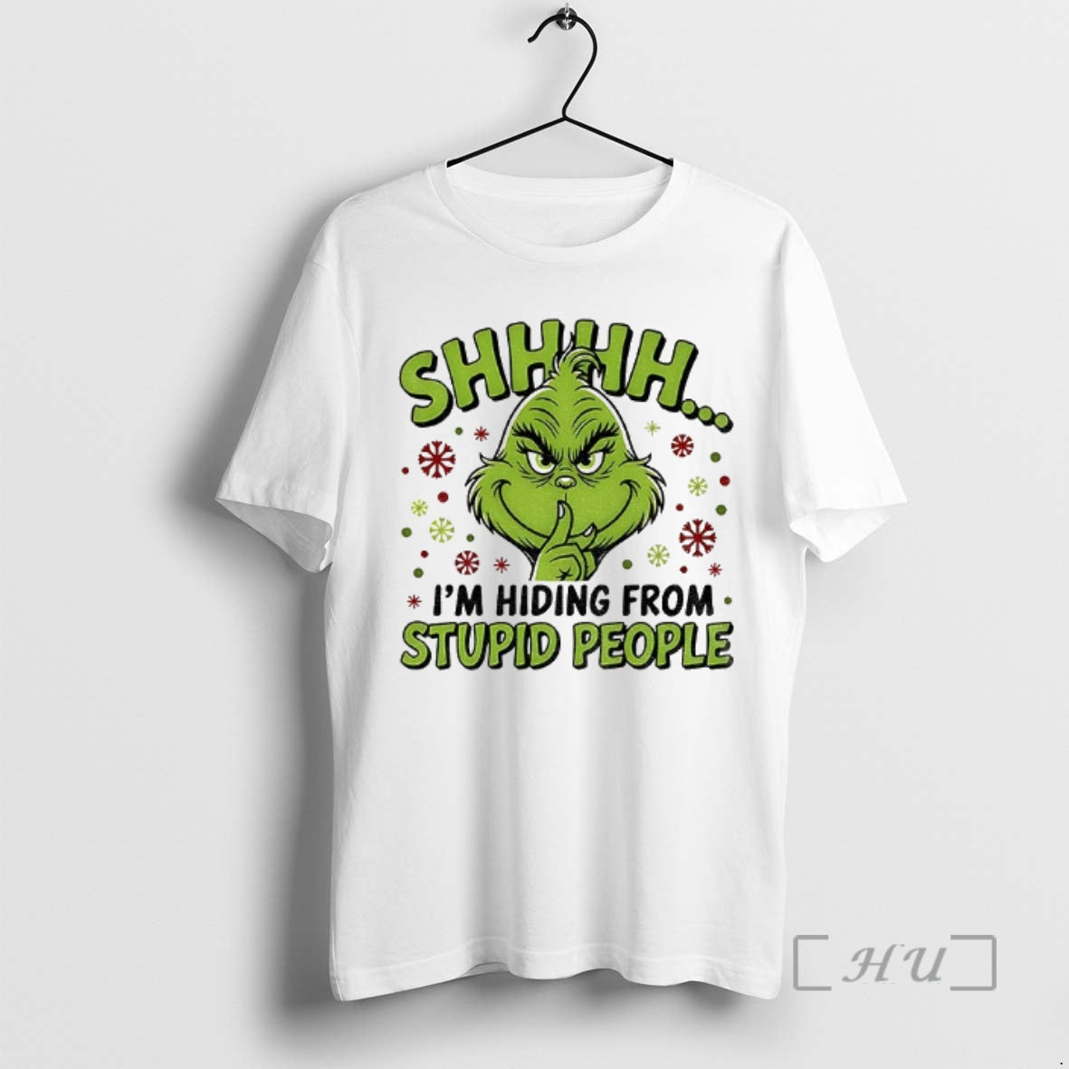 Trending Grinch Santa Shhh Im Hiding From Stupid People Merry Christmas Premium T Shirts Sweater - T-Shirt, Sweatshirt, Hoodie