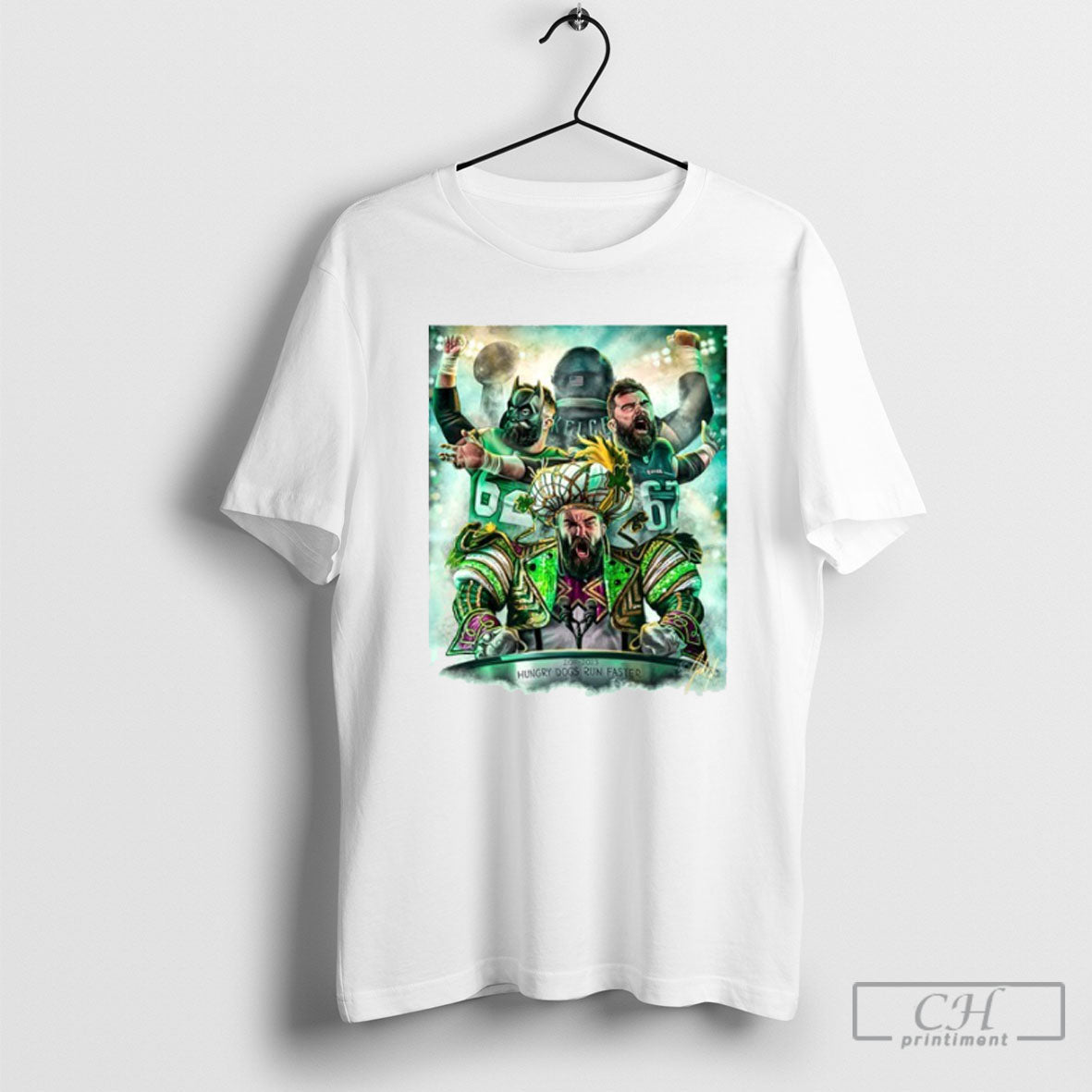 Trending Jason Kelce Hungry Dogs Run Faster Poster Unisex T-shirt, Sweatshirt, Hoodie, Long Sleeve Tee - T-Shirt, Sweatshirt, Hoodie