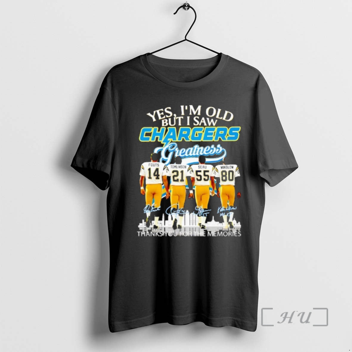 Trending Los Angeles Chargers Yes Im Old But I Saw Greatness Thank You For The - T-Shirt, Sweatshirt, Hoodie
