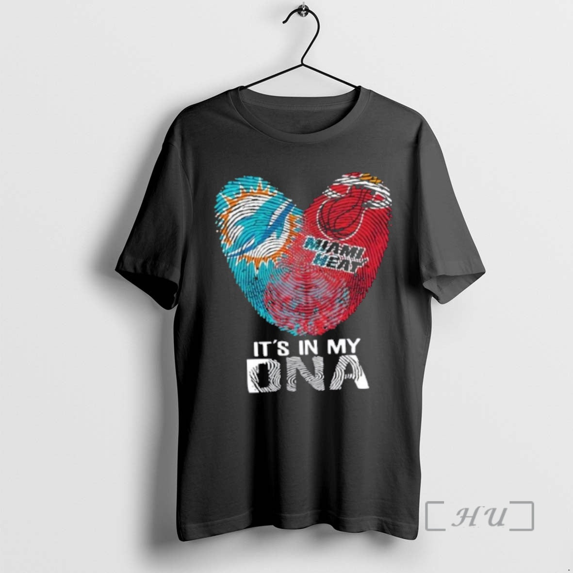 Trending Miami City Sports Dolphins X Heart Its In My Dna Fingerprint Heart Premium - T-Shirt, Sweatshirt, Hoodie