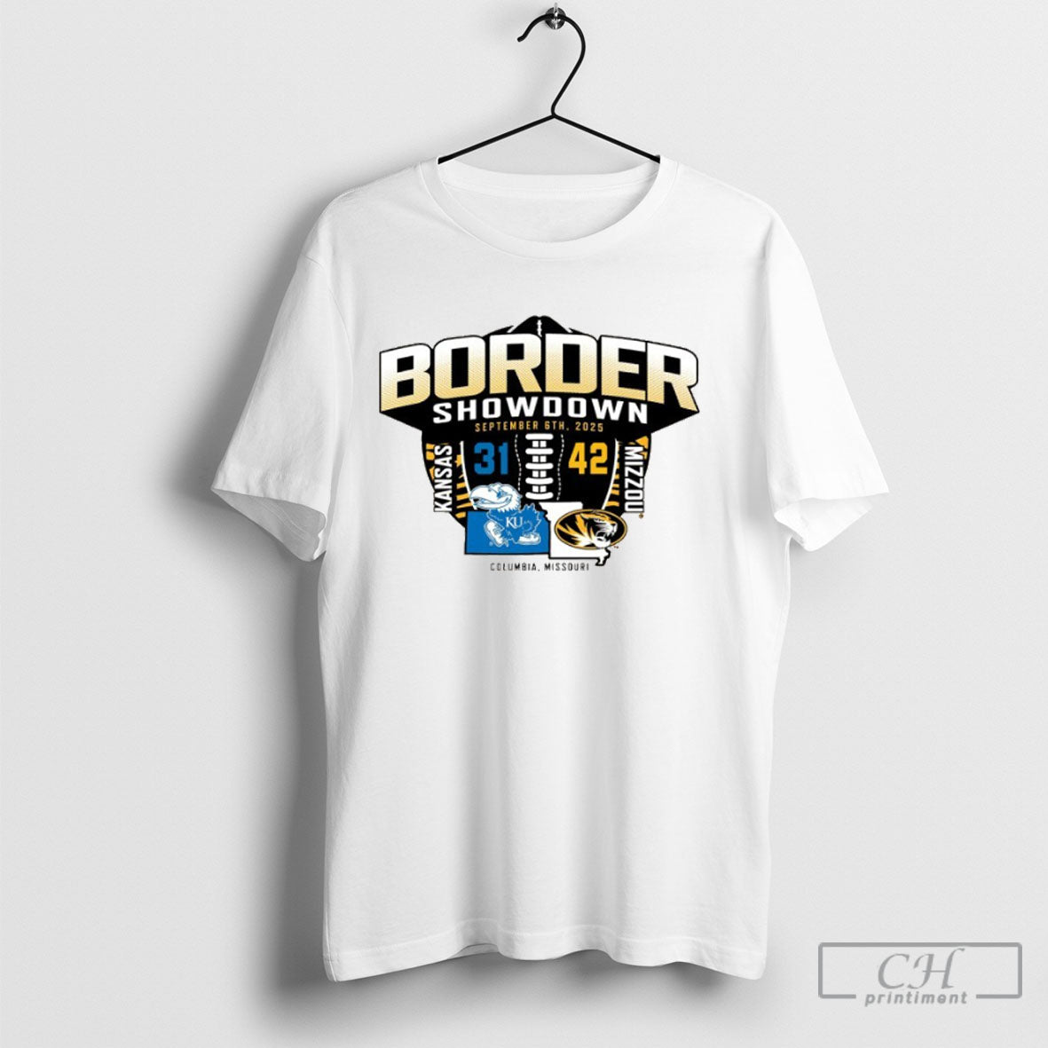 Trending Mizzou Tigers Beat Kansas Jayhawks 2025 Border Showdown Score T Unisex T-shirt, Sweatshirt, Hoodie, Long Sleeve Tee - T-Shirt, Sweatshirt, Hoodie