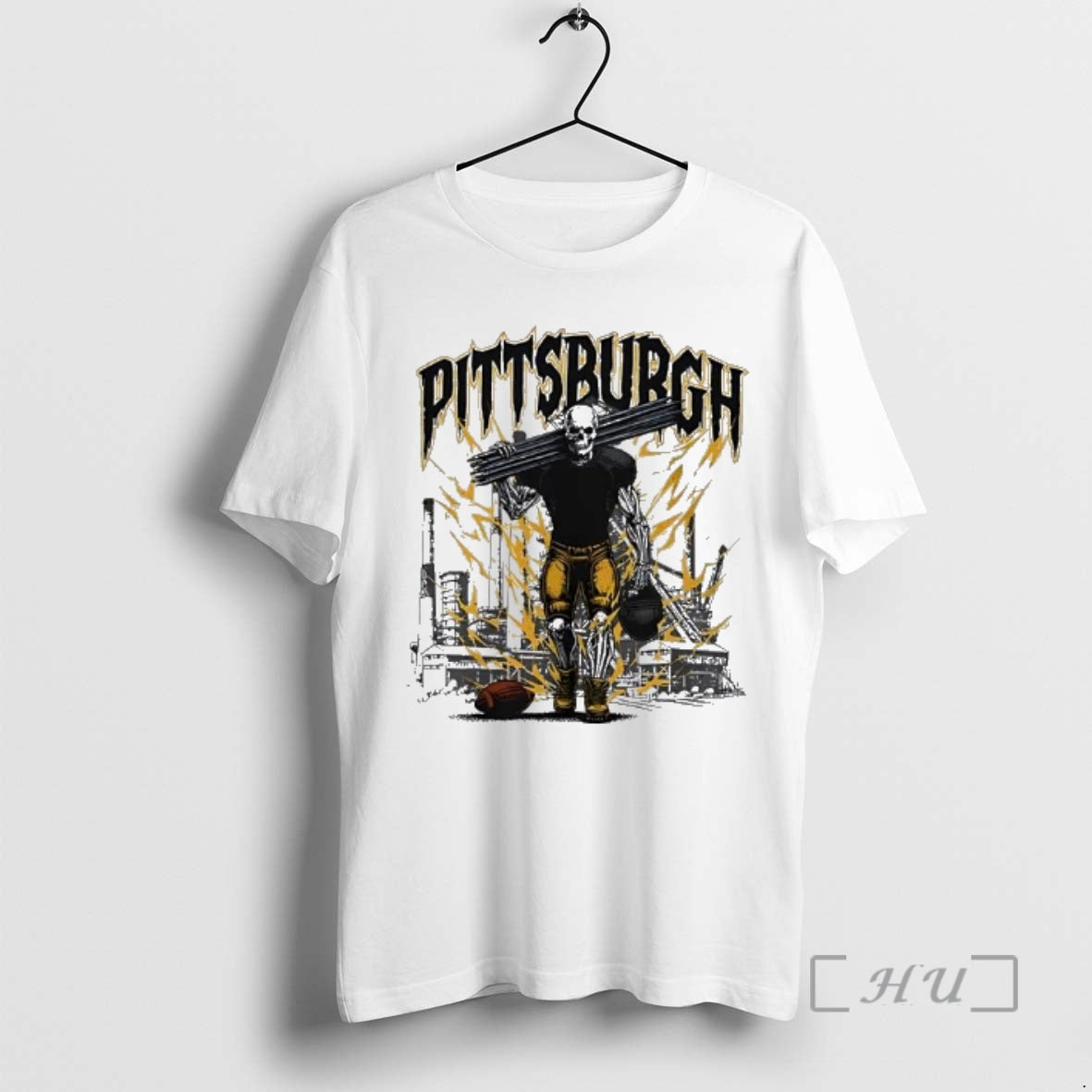 Trending Pittsburgh Football Skeleton Bootleg Skyline - T-Shirt, Sweatshirt, Hoodie