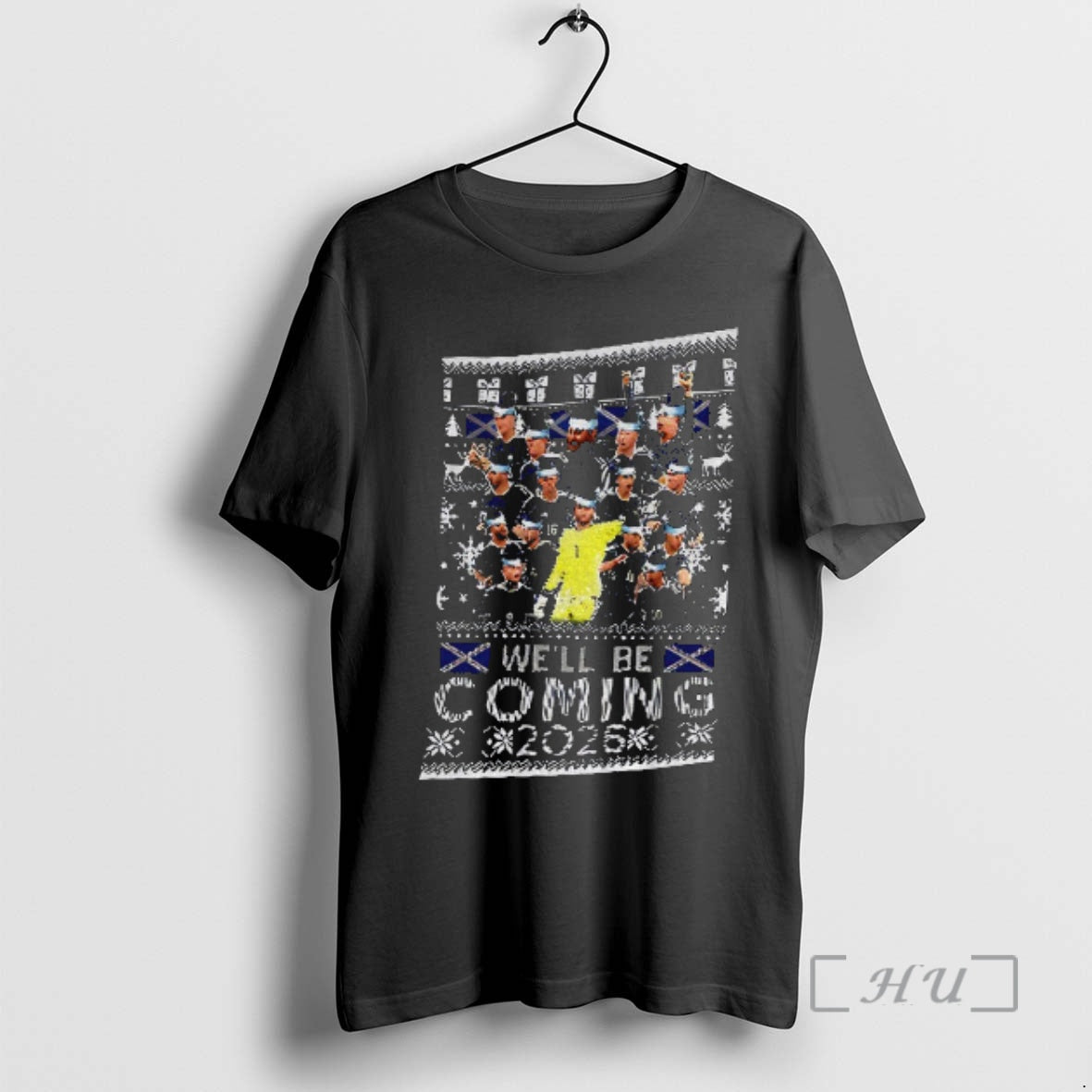 Trending Scotland Football Christmas Jumper Well Be Coming 2026 Navy World Cup 26 Scottish Premium - T-Shirt, Sweatshirt, Hoodie
