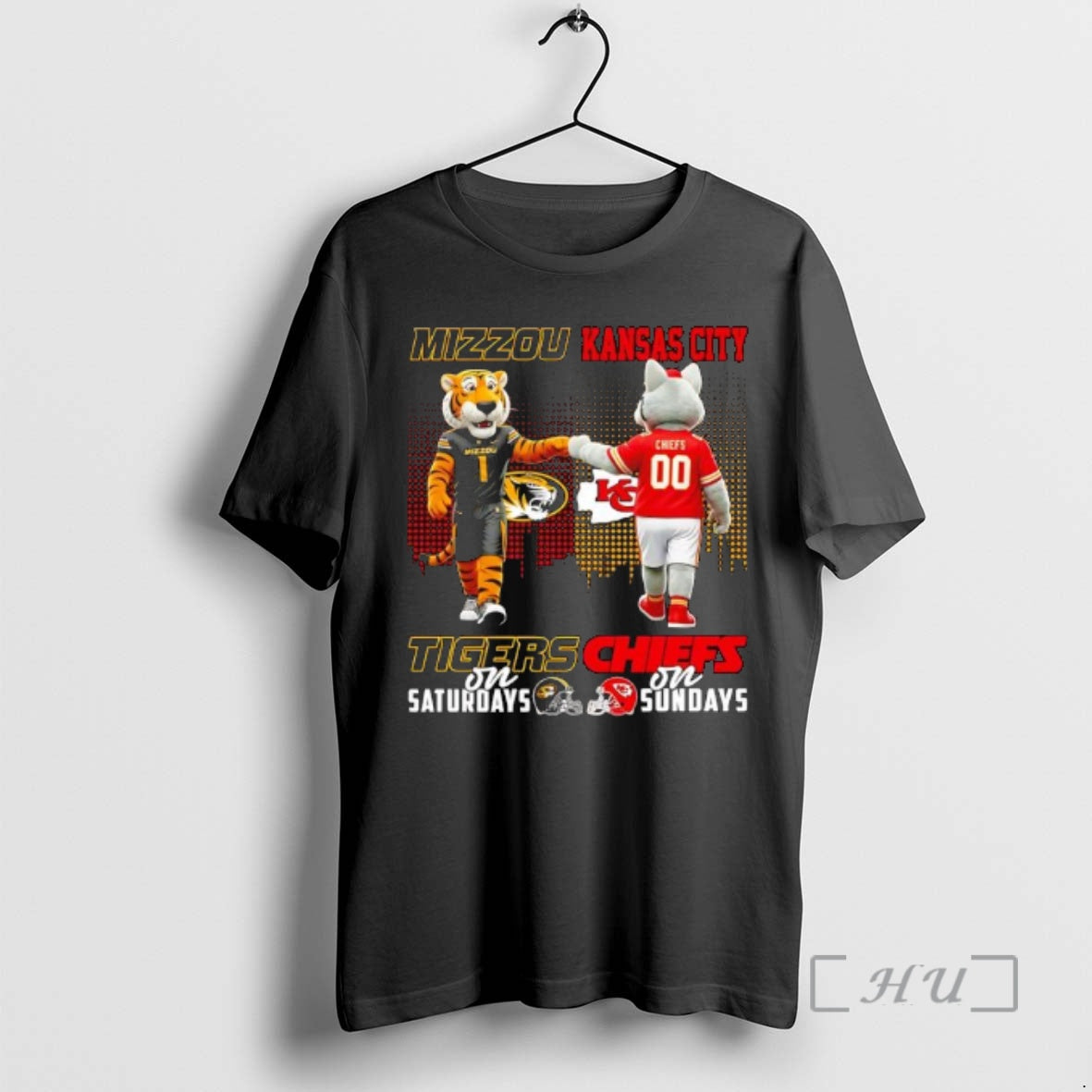 Trending The Mizzou Tiger On Saturdays And Kansas City Chiefs On Sundays Mascots College Premium - T-Shirt, Sweatshirt, Hoodie
