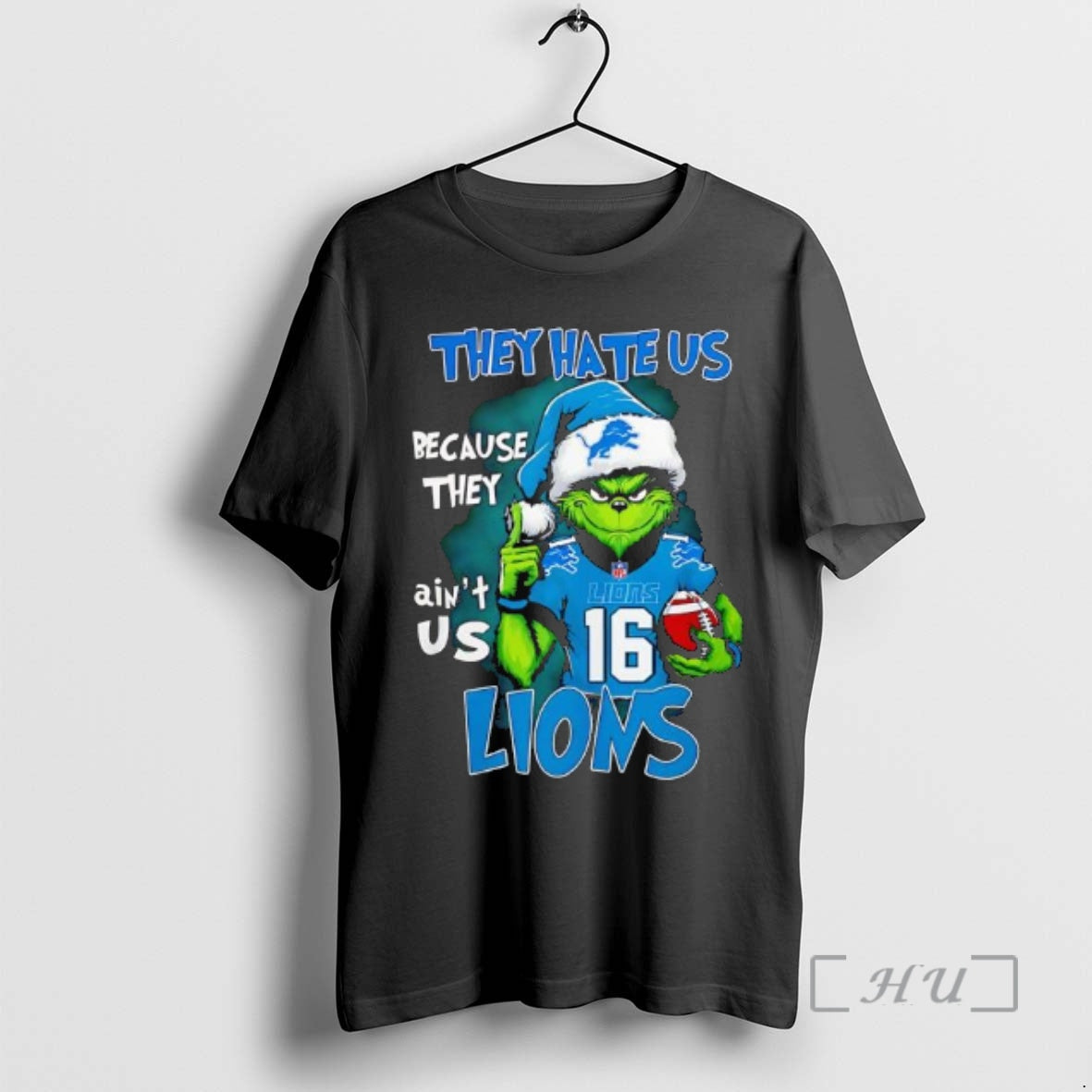 Trending They Hate Us Because They Aint Us Detroit Lions Grinch Premium T Shirts Sweater - T-Shirt, Sweatshirt, Hoodie