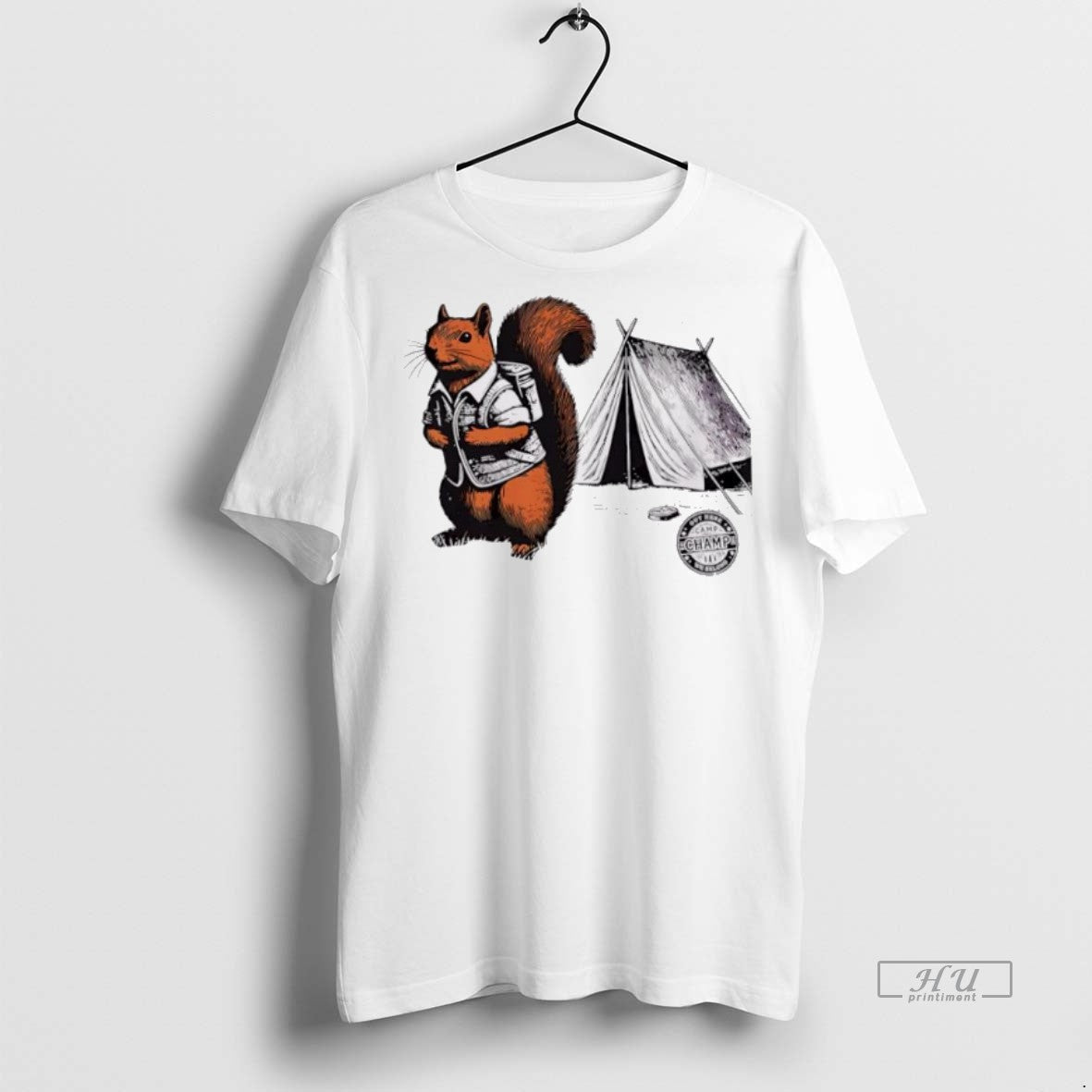 Trending Whimsical Camping Squirrel Color Pop - Adult & Kids T-Shirts, Sweatshirts & Hoodies apparel design preview 1