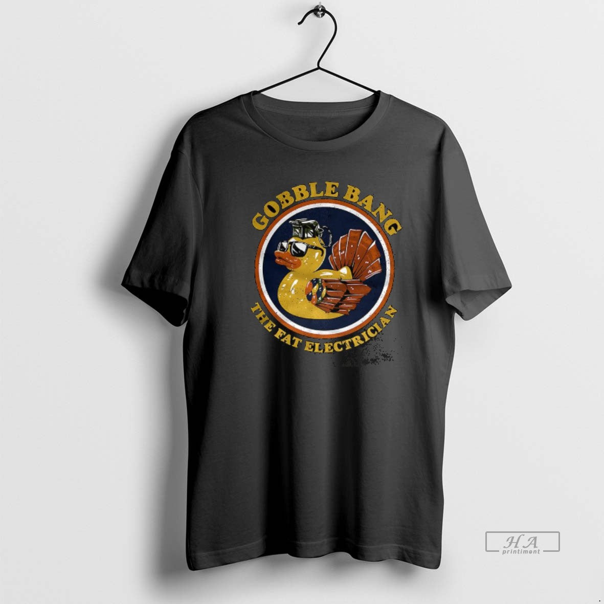 Trendy Duck Gobble Bang The Fat Electrican Logo Unisex T-shirt, Sweatshirt, Hoodie, Long Sleeve Tee - T-Shirt, Sweatshirt, Hoodie
