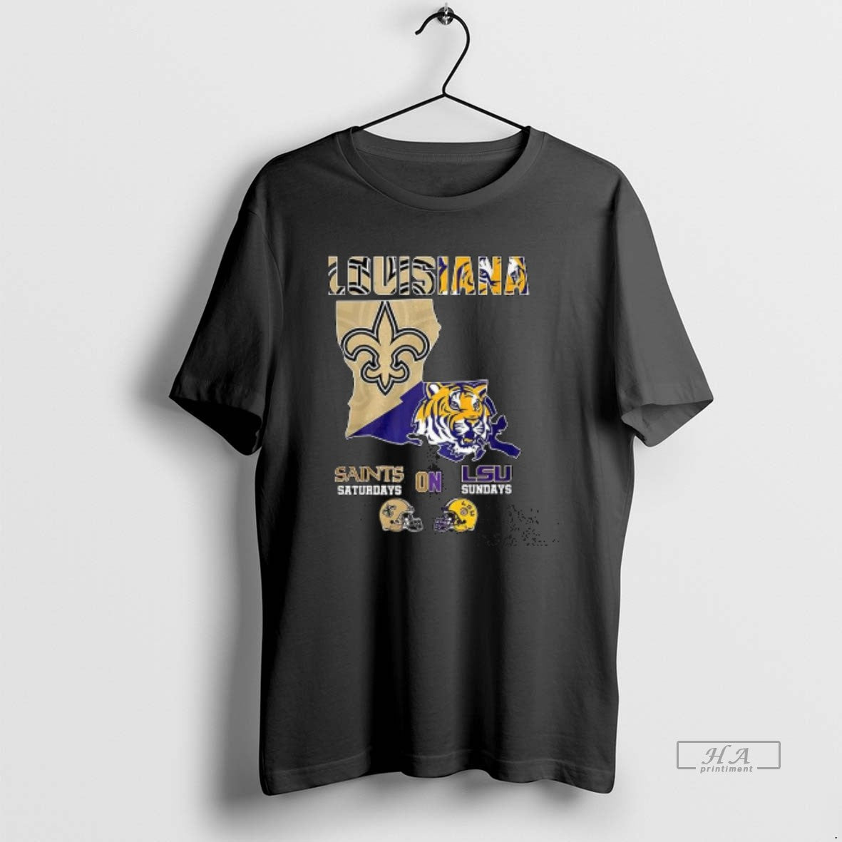 Trendy Louisiana Saints Saturdays On Lsu Sundays Map Unisex T-shirt, Sweatshirt, Hoodie, Long Sleeve Tee - T-Shirt, Sweatshirt, Hoodie