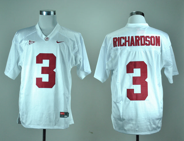 Trent Richardson 3 White College Football Jersey football jersey product view 1