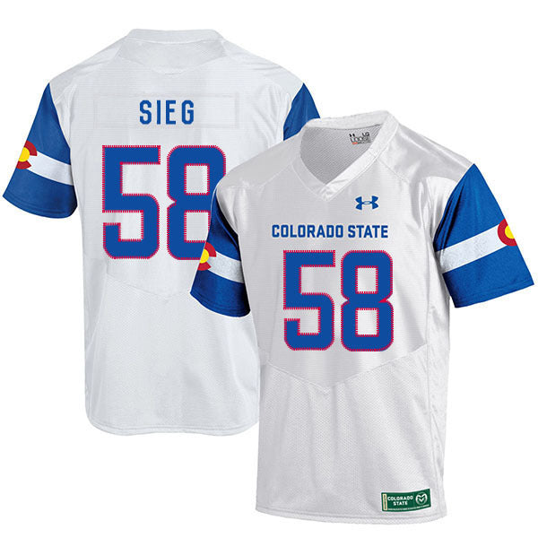 Trent Sieg 58 White College Football Jersey football jersey product view 1