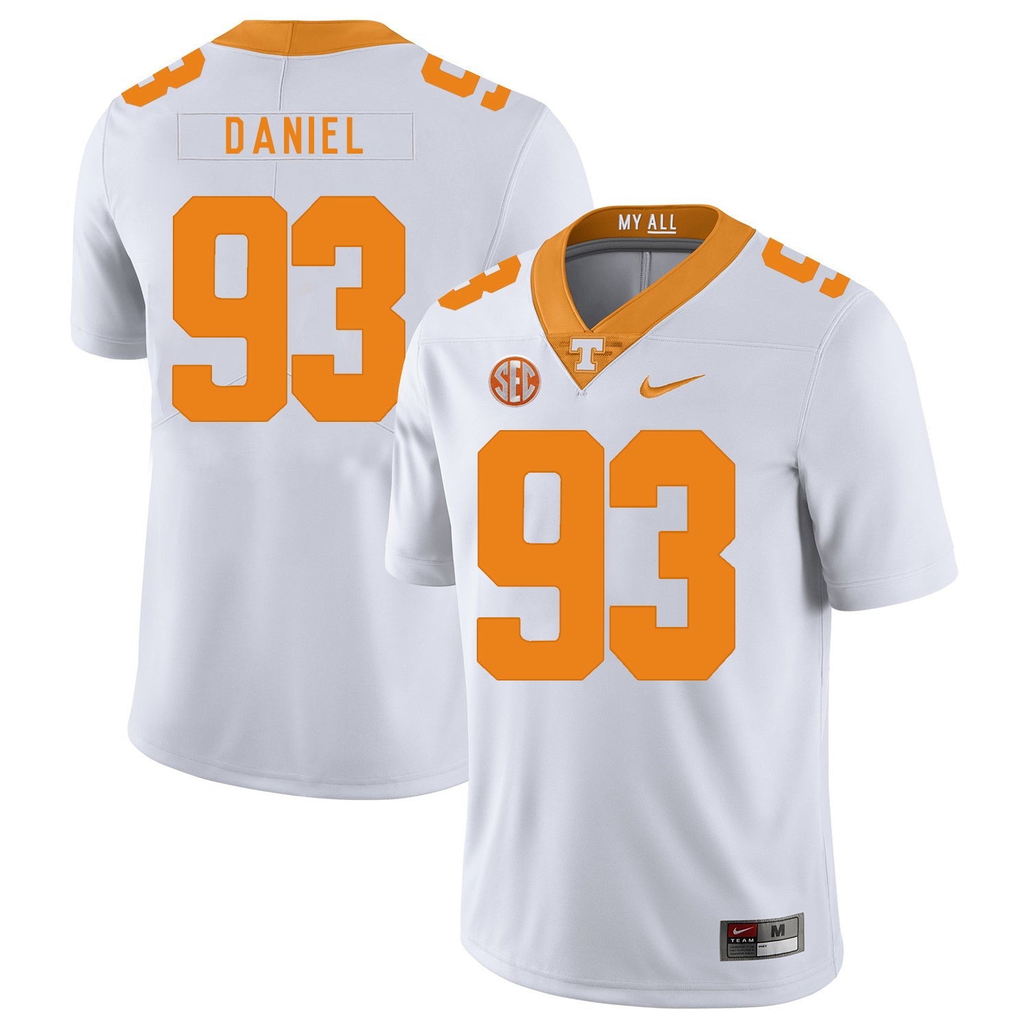 Trevor Daniel 93 White College Football Jersey football jersey product view 1
