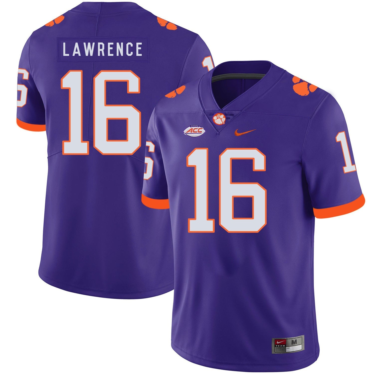 Trevor Lawrence 16 Purple College Football Jersey football jersey product view 1