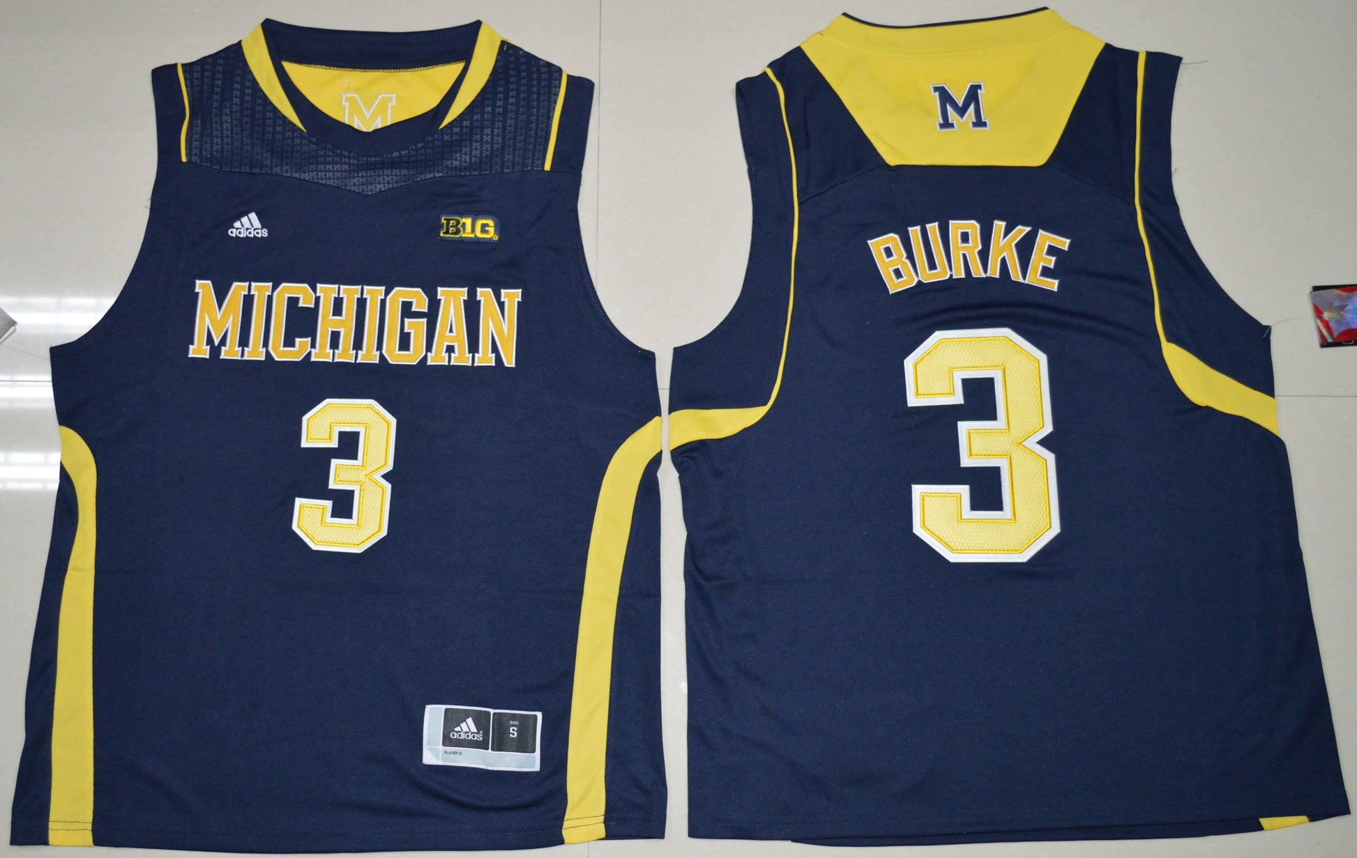 Trey Burke 3 Navy Blue College Football Jersey football jersey product view 1