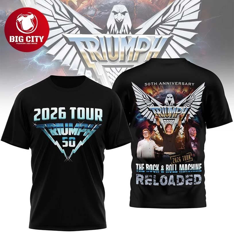 Triumph 50Th Anniversary 2026 Tour Two Sided Shirt Unisex T-shirt, Sweatshirt, Hoodie, Long Sleeve Tee - T-Shirt, Sweatshirt, Hoodie