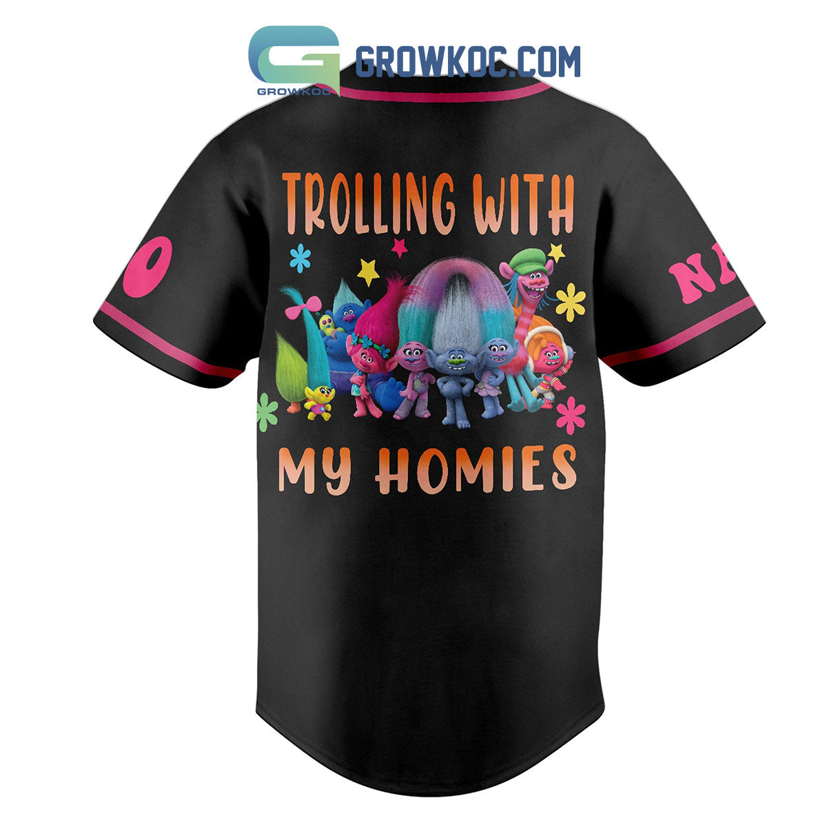 Trolls Trolling With My Homies Christmas Winter Holiday Custom Name Number Personalized Baseball Jersey baseball jersey product view 2