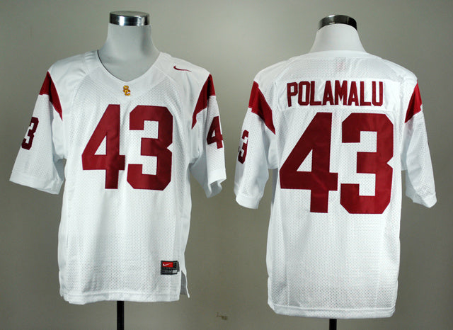 Troy Polamalu 43 White College Football Jersey football jersey product view 1