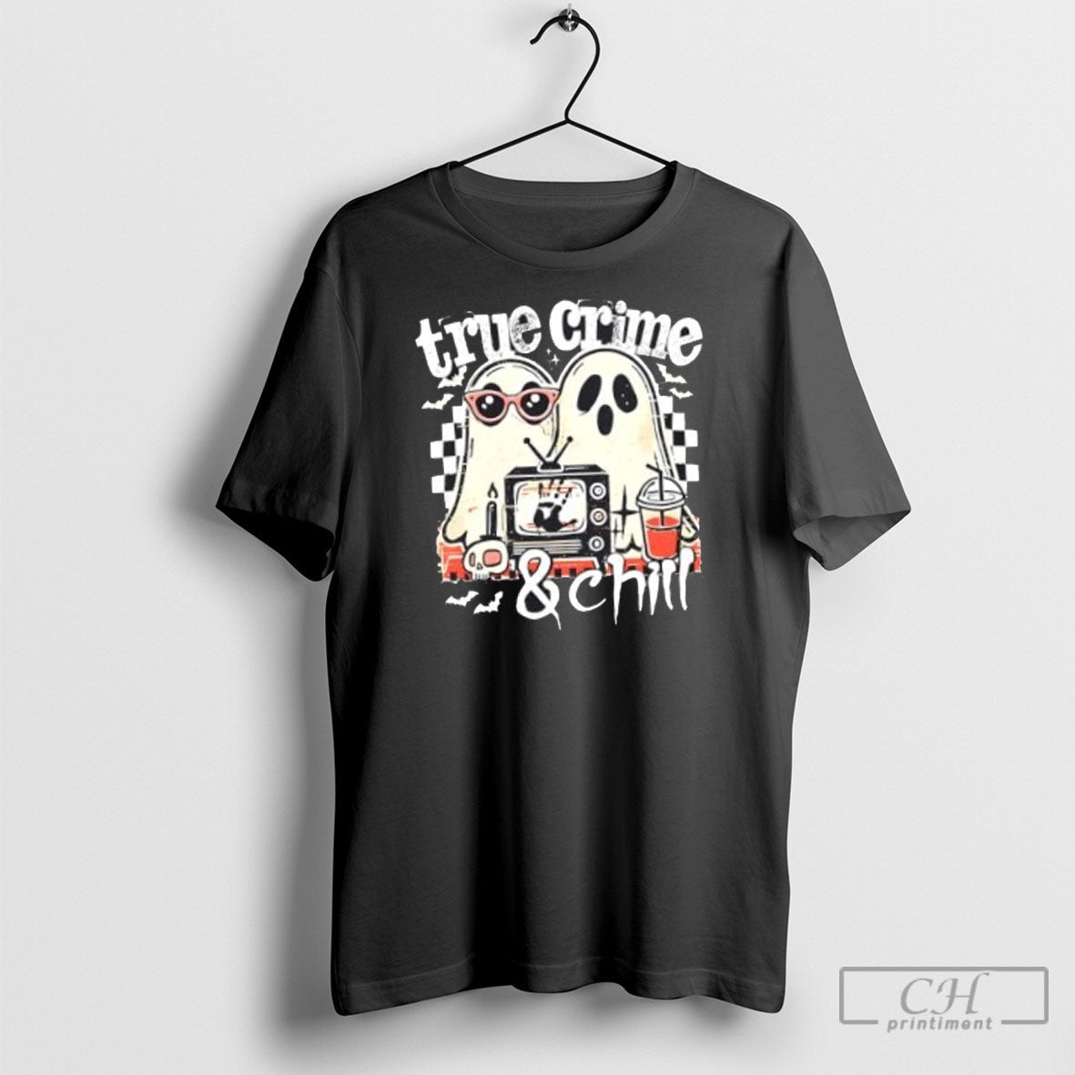 True Crime And Chill Ghost Halloween Shirt Tee Unisex T-shirt, Sweatshirt, Hoodie, Long Sleeve Tee - T-Shirt, Sweatshirt, Hoodie
