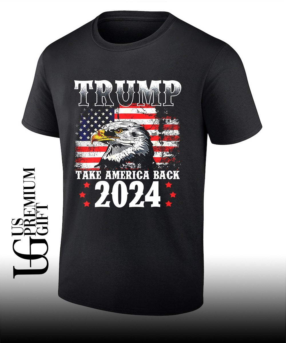 Trump 2024 Take America Back American Flag Trump shirt Unisex T-shirt, Sweatshirt, Hoodie, Long Sleeve Tee - T-Shirt, Sweatshirt, Hoodie