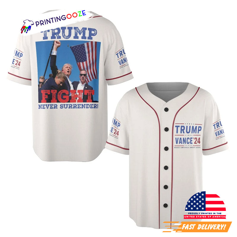 Trump Vance 24 Trump Fight Never Surender Election Baseball Jersey baseball jersey product view 1