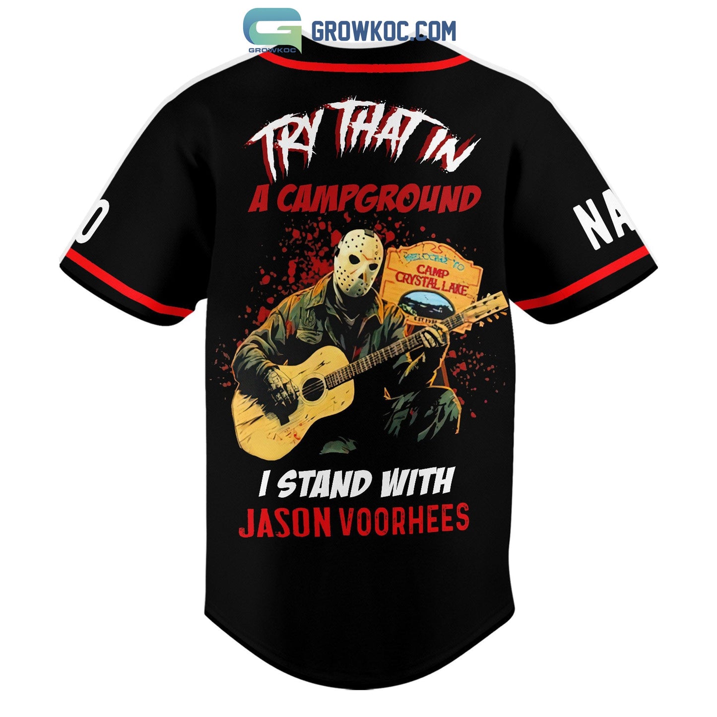 Try That In A Campground I Stand With Jason Voorhees Personalized Baseball Jersey baseball jersey product view 3