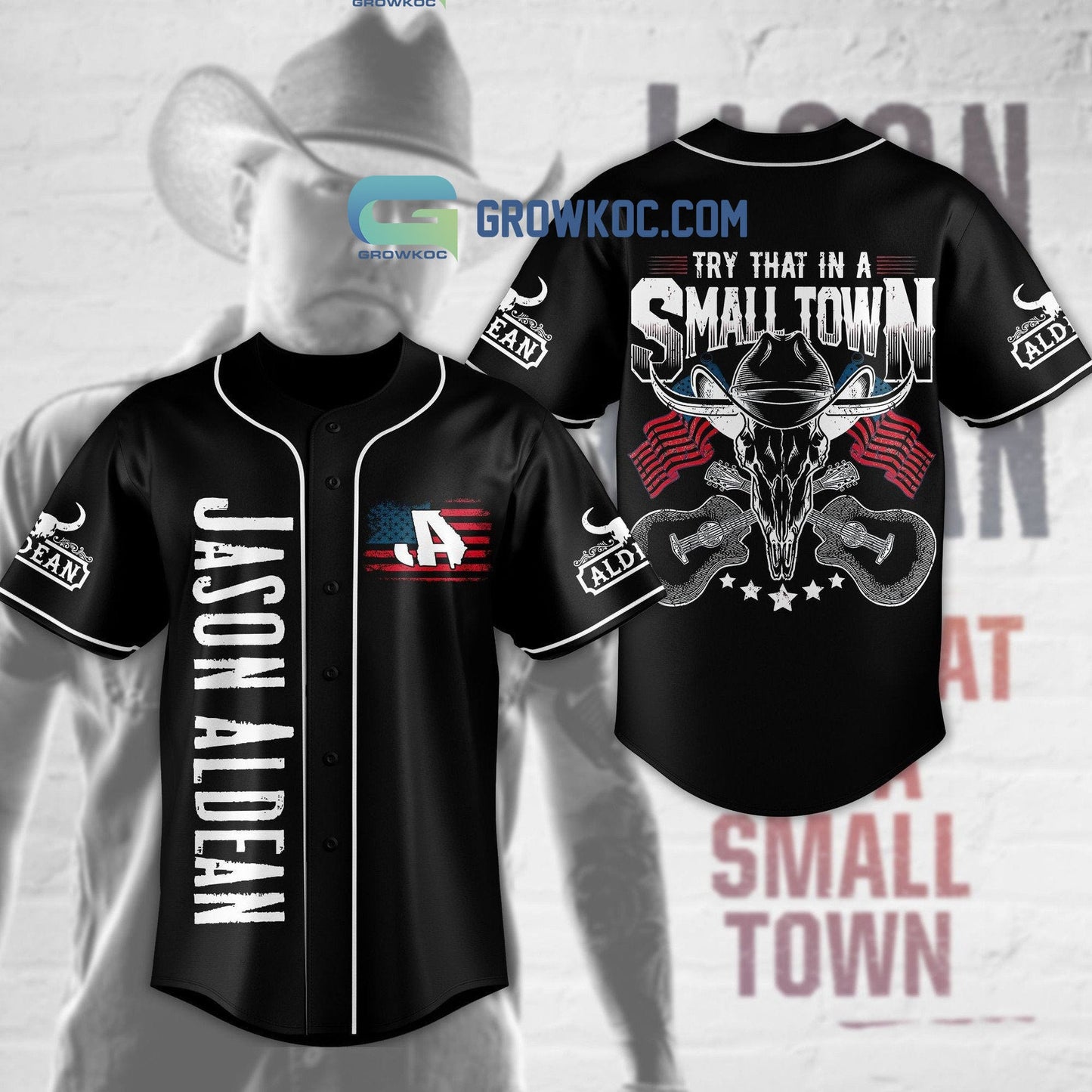 Try That In A Small Town Jason Aldean Black Design Baseball Jersey baseball jersey product view 1