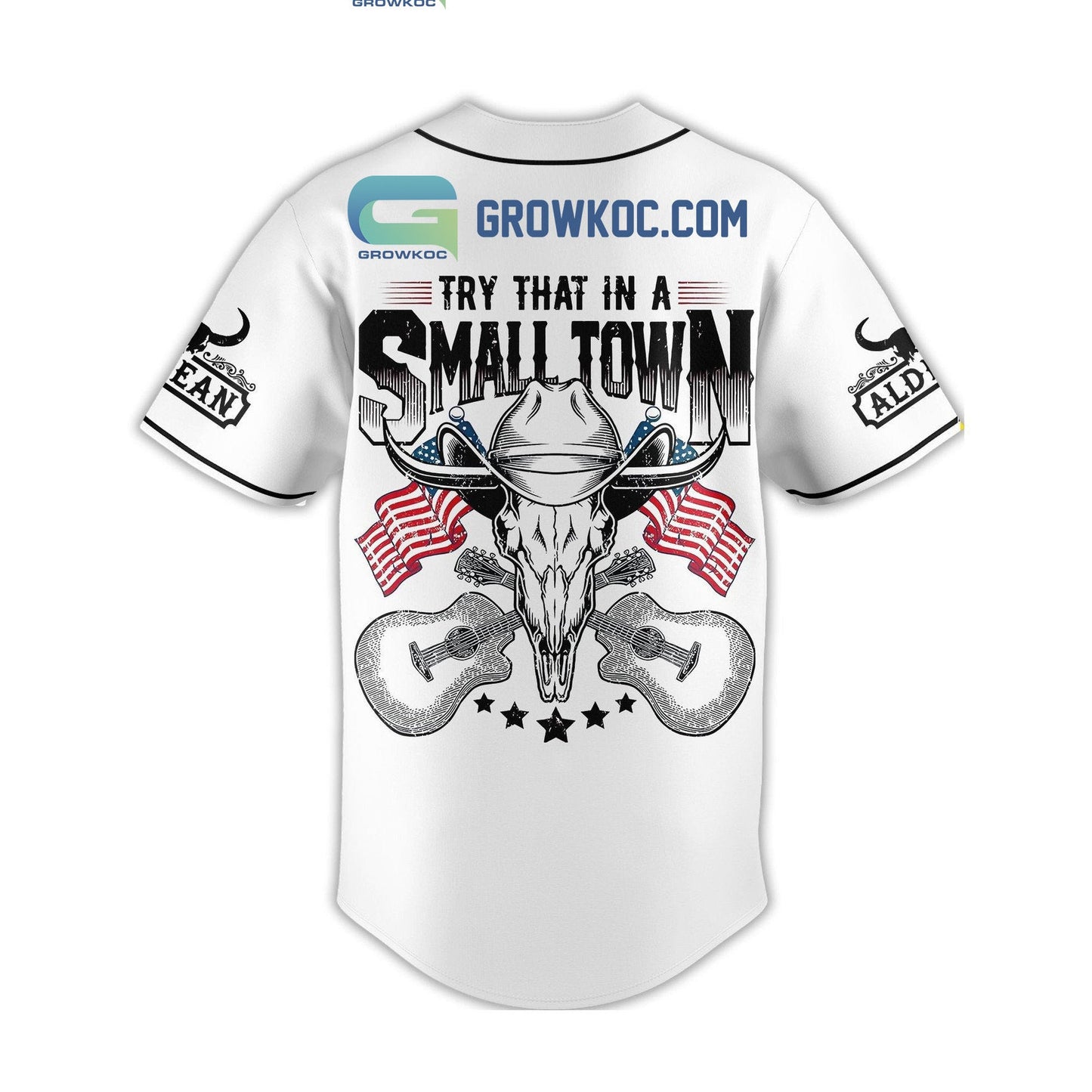 Try That In A Small Town Jason Aldean White Design Baseball Jersey baseball jersey product view 3