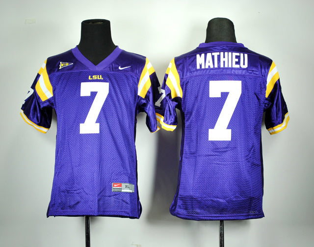Tryann Mathieu 7 Youth Purple College Football Jersey football jersey product view 1