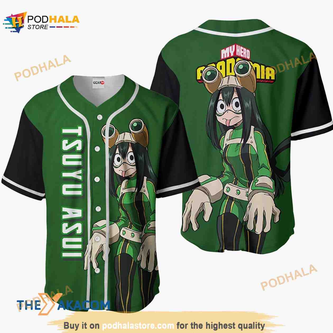 Tsuyu Asui My Hero Academia Anime 3D Baseball Jersey Shirt baseball jersey product view 1