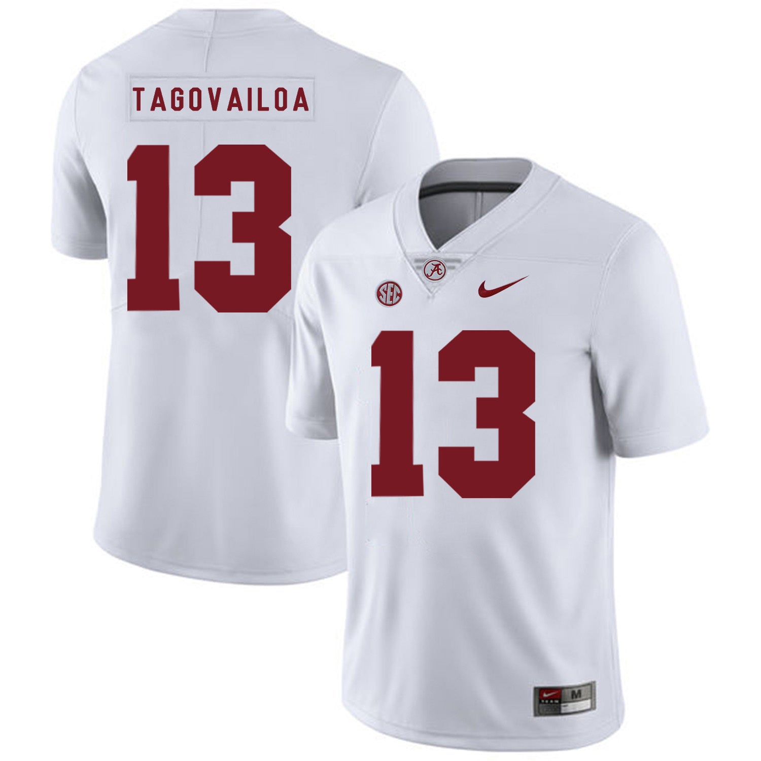 Tua Tagovailoa 13 White .2jpg College Football Jersey football jersey product view 1