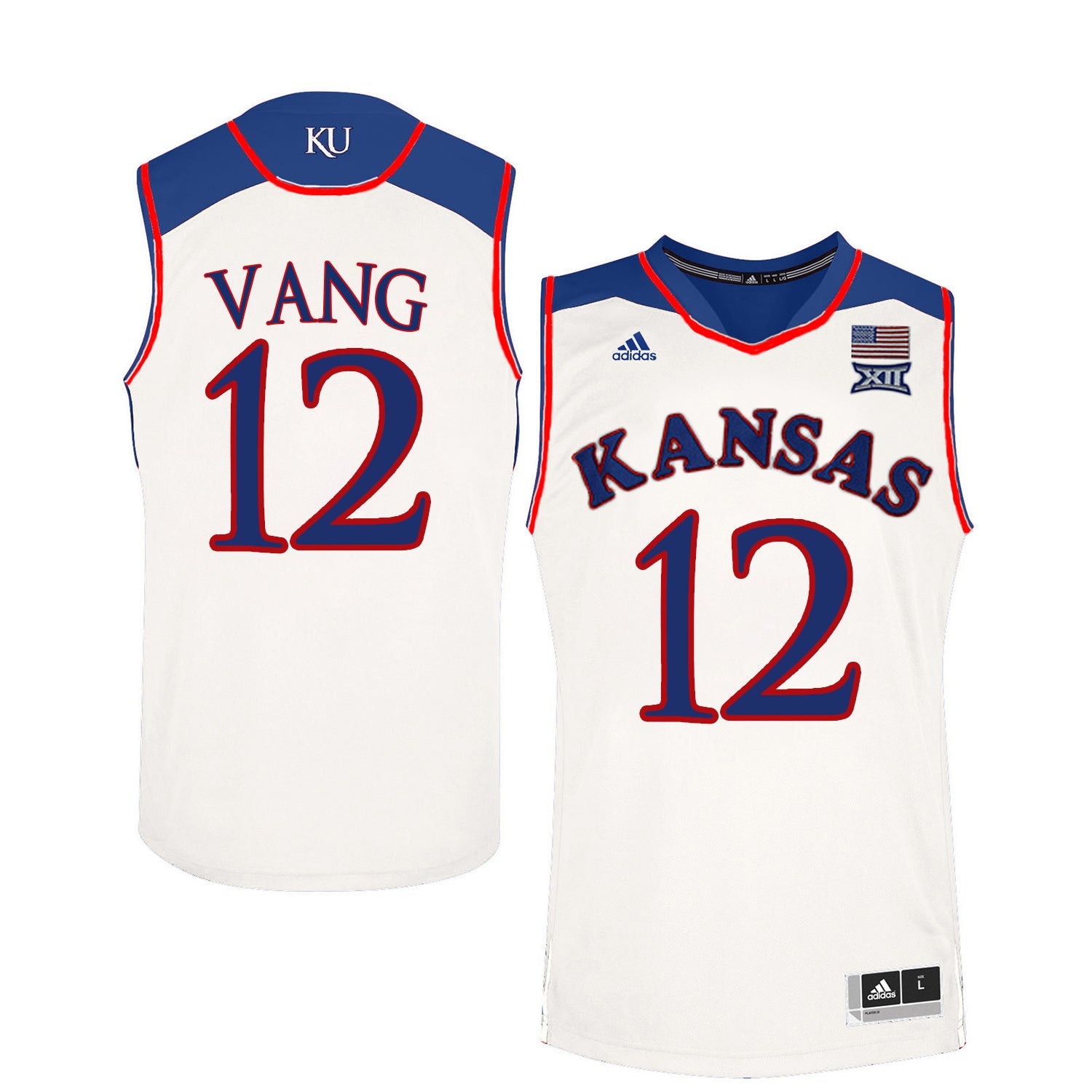 Tucker Vang 12 White College Football Jersey football jersey product view 1